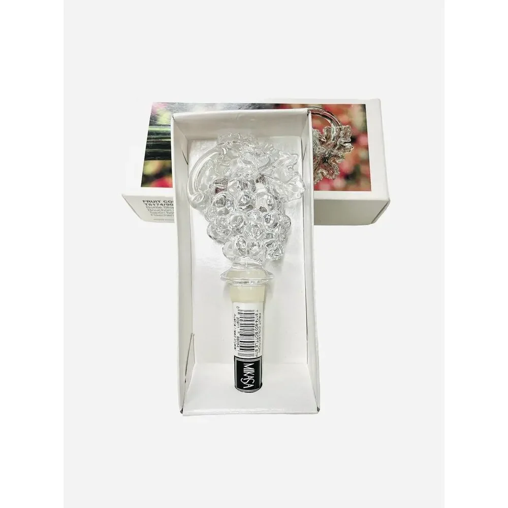 Mikasa Austrian Crystal Wine Bottle Stopper Grapes Fruit collectible